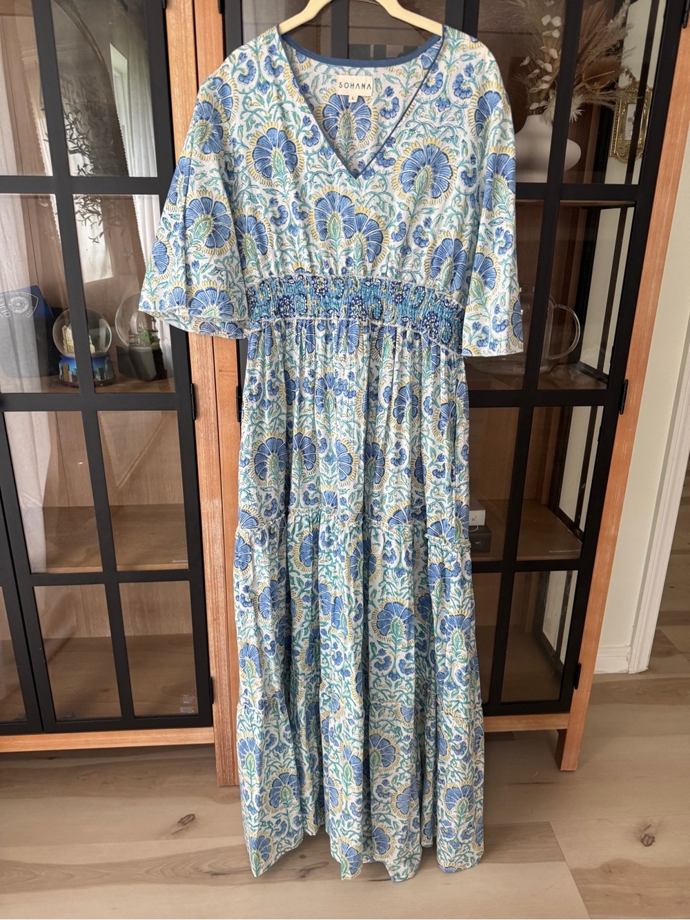 Sohana block print maxi dress cotton Zoey floral smocked tiered ruffle boho